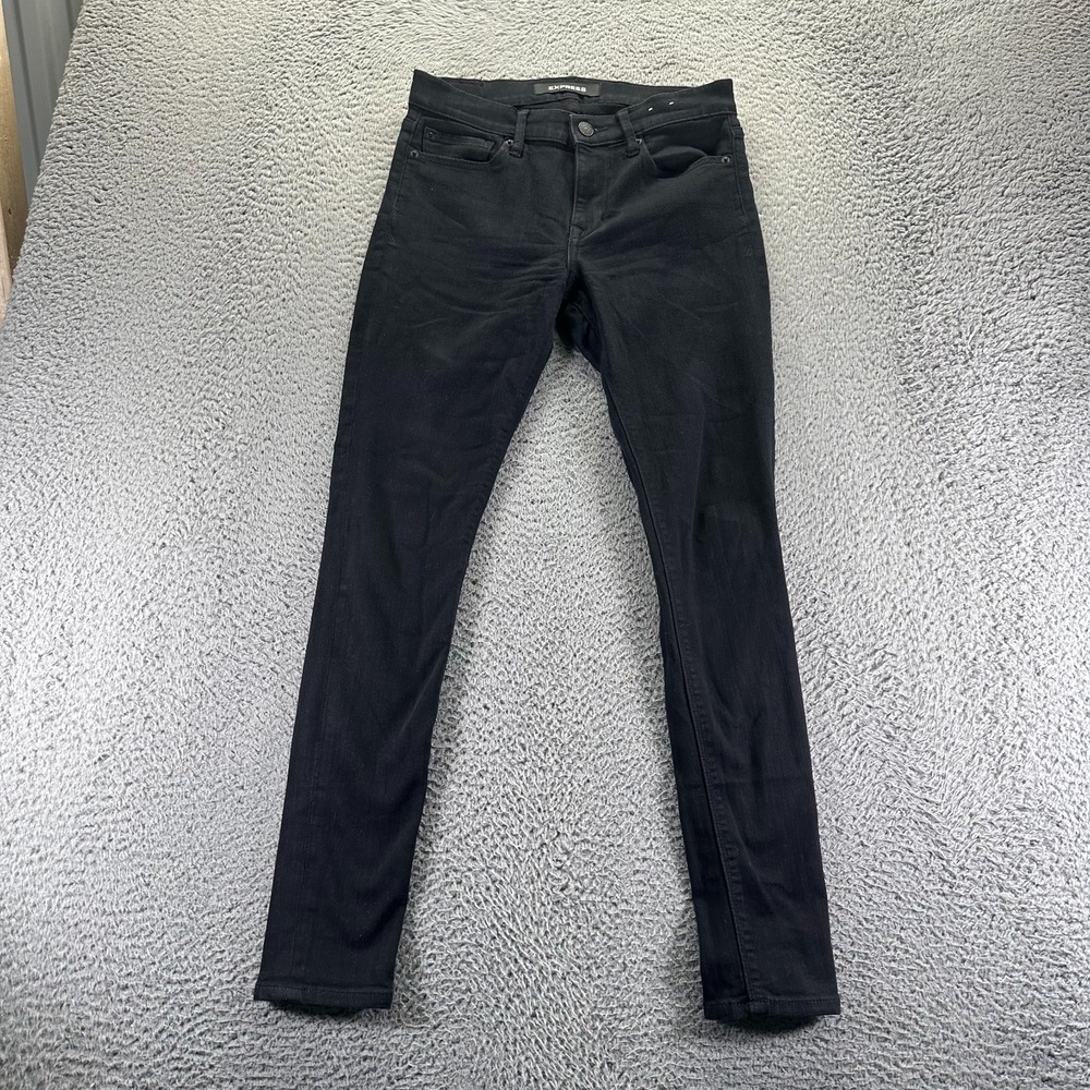 Express Jeans Women's 4 Black Cotton Denim Jegging Skinny Leg Mid Rise Stretch